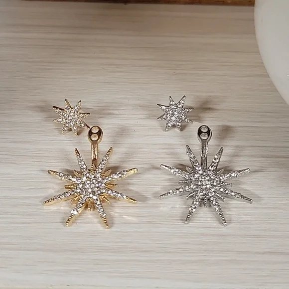 Gorgeous Front/Back Starburst Earrings - Picture 3 of 10